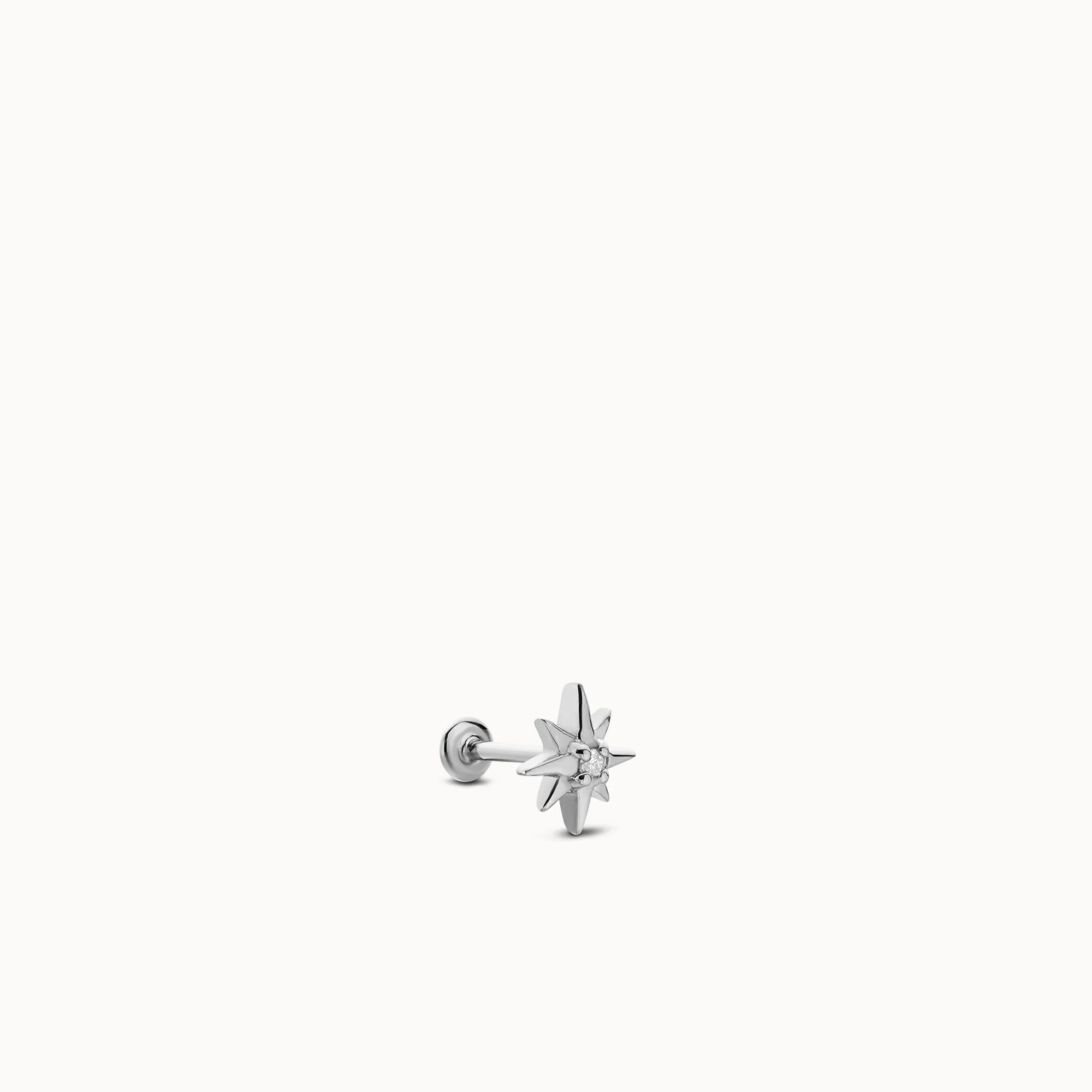 14k Flat Back Starburst Diamond Stud - Image 8