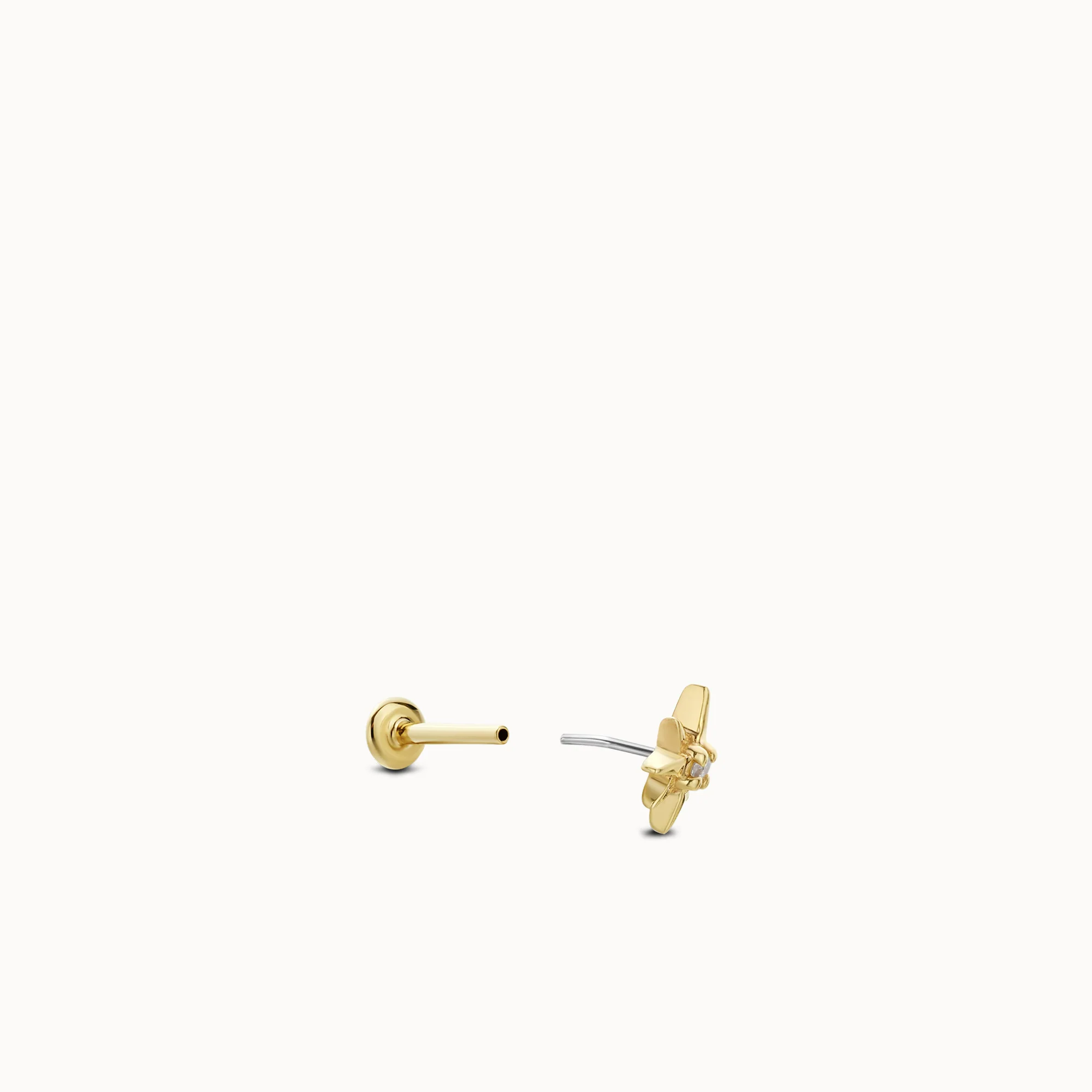 14k Flat Back Starburst Diamond Stud - Image 9