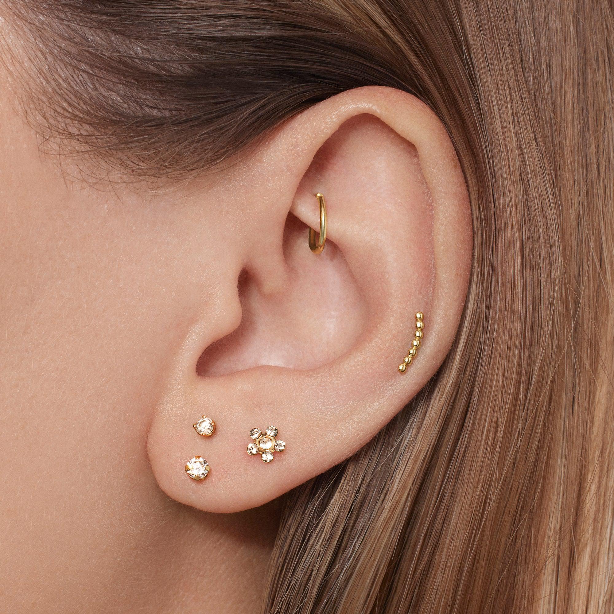 14k Gold Beaded Crawler Flat Back Stud - Image 2