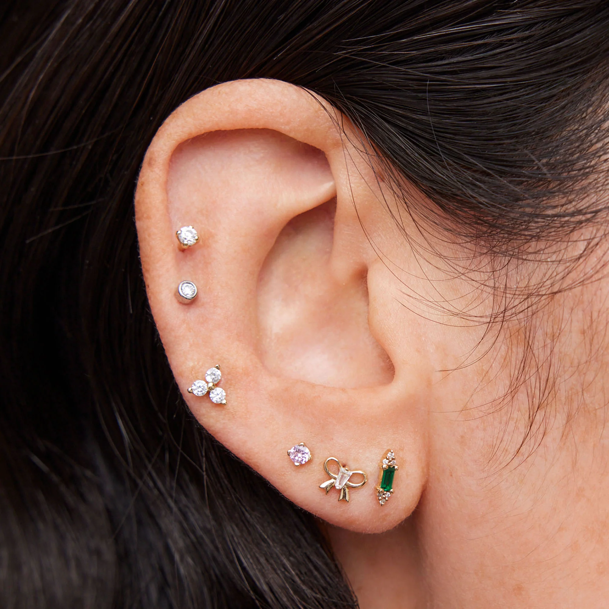 14k Wrap It With A Bow Flat Back Stud - Image 3