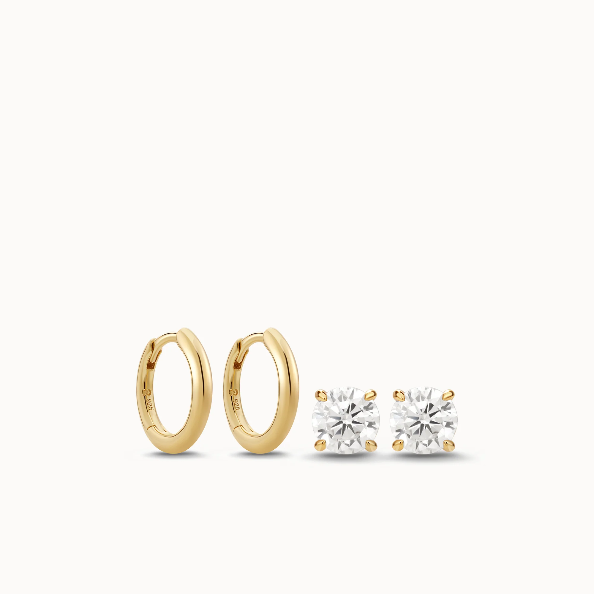 Classic 4mm CZ Studs & Huggies Set