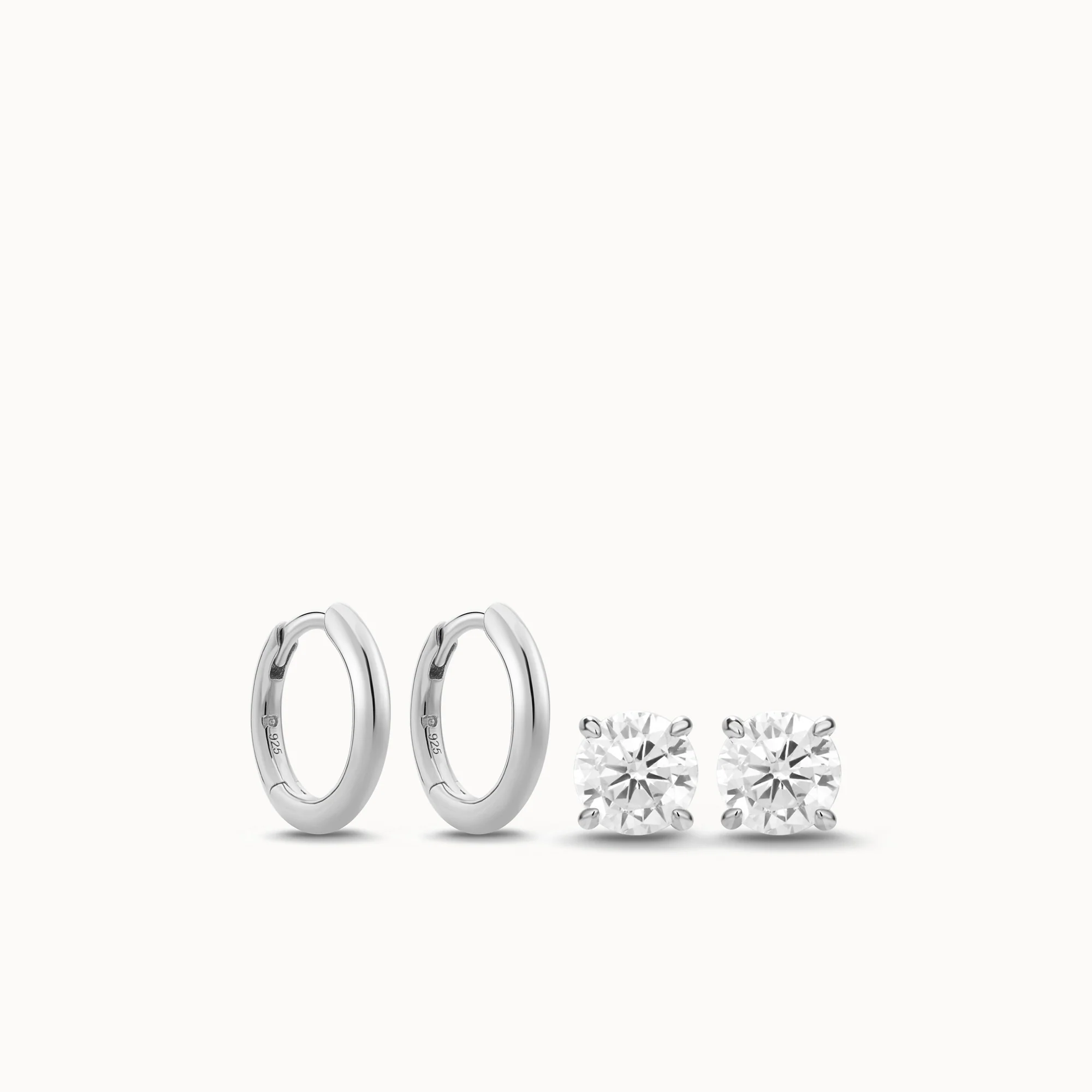 Classic 4mm CZ Studs & Huggies Set - Image 2