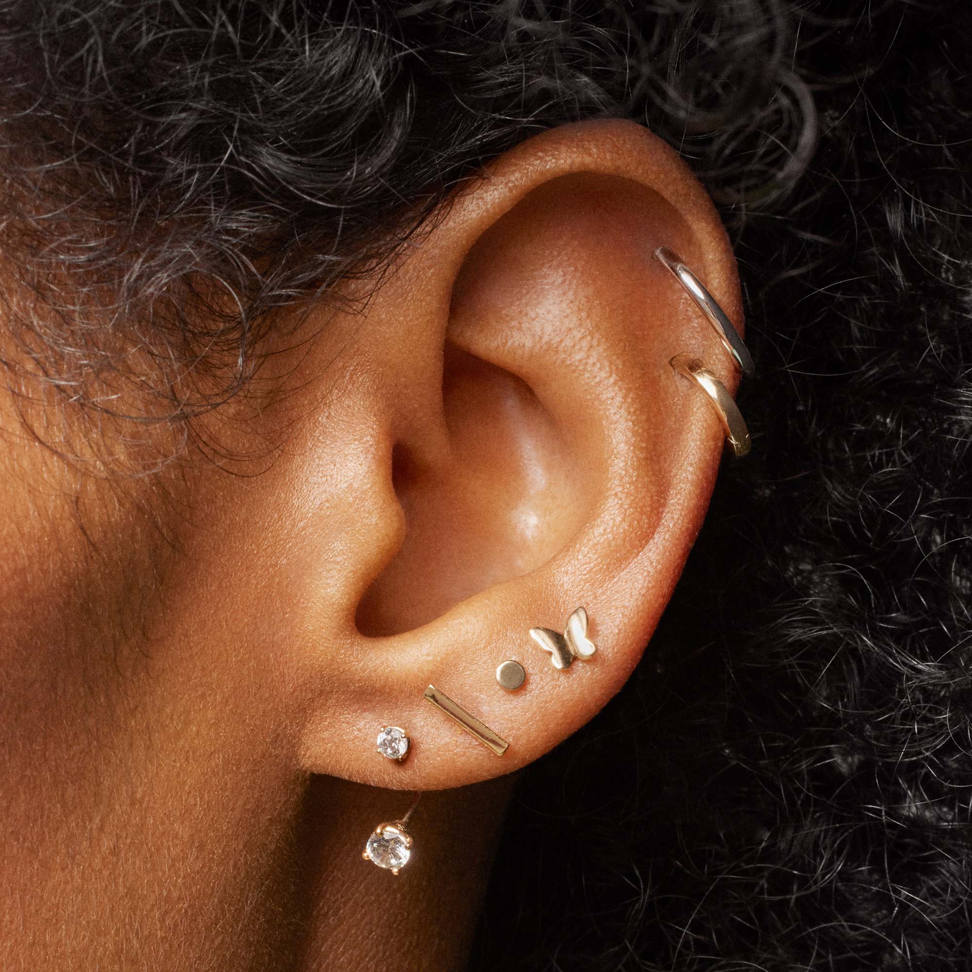 14k CZ C Hoops - Image 2