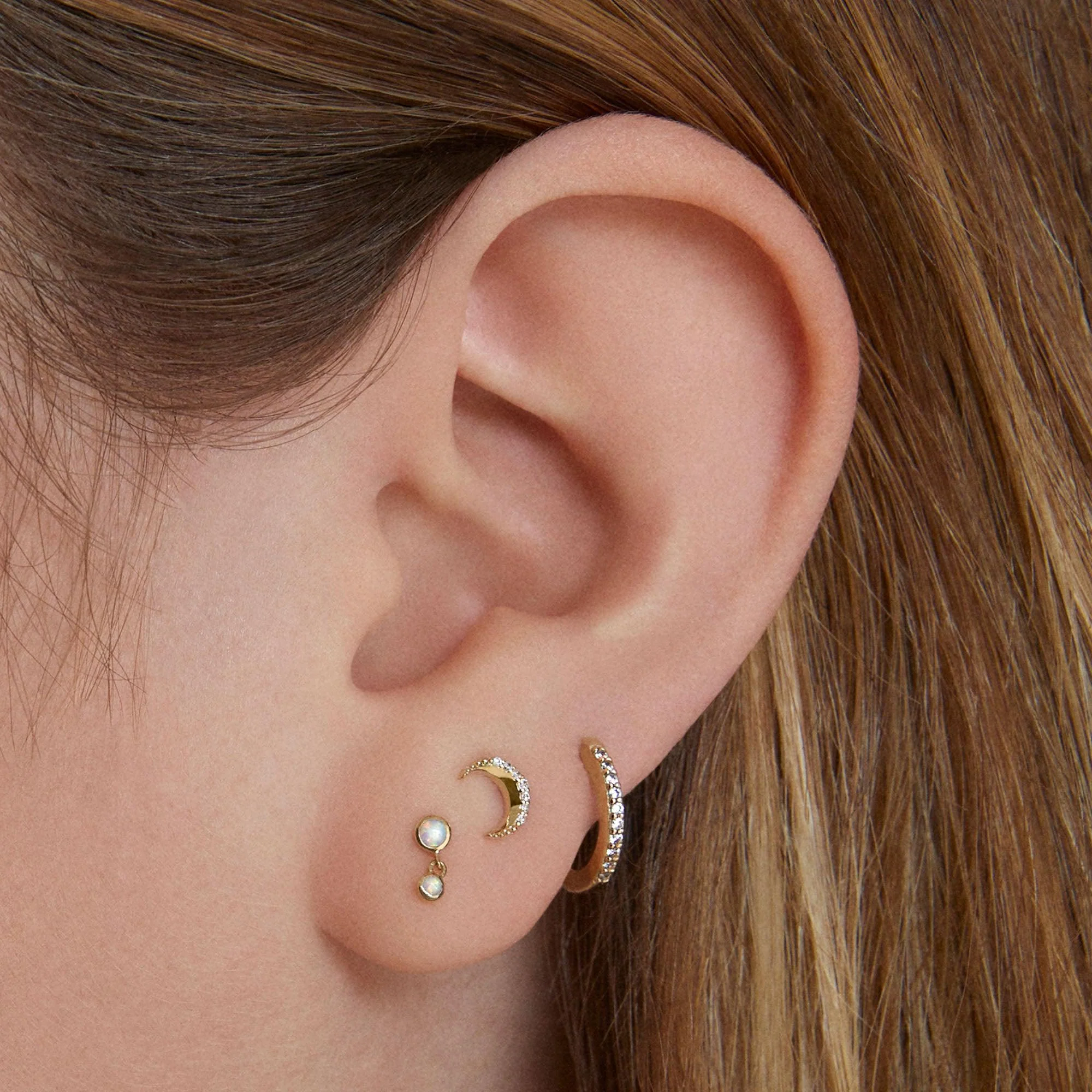 14k Half Diamond Hoop 11mm - Image 6
