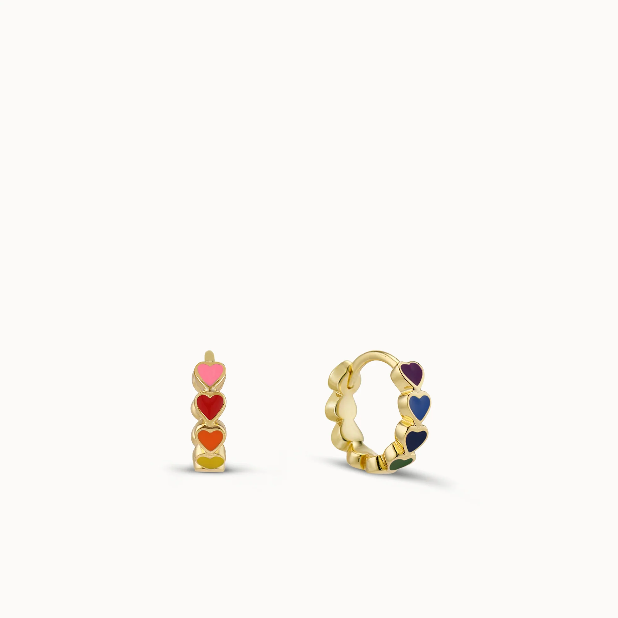 Rainbow Enamel Heart Hoops