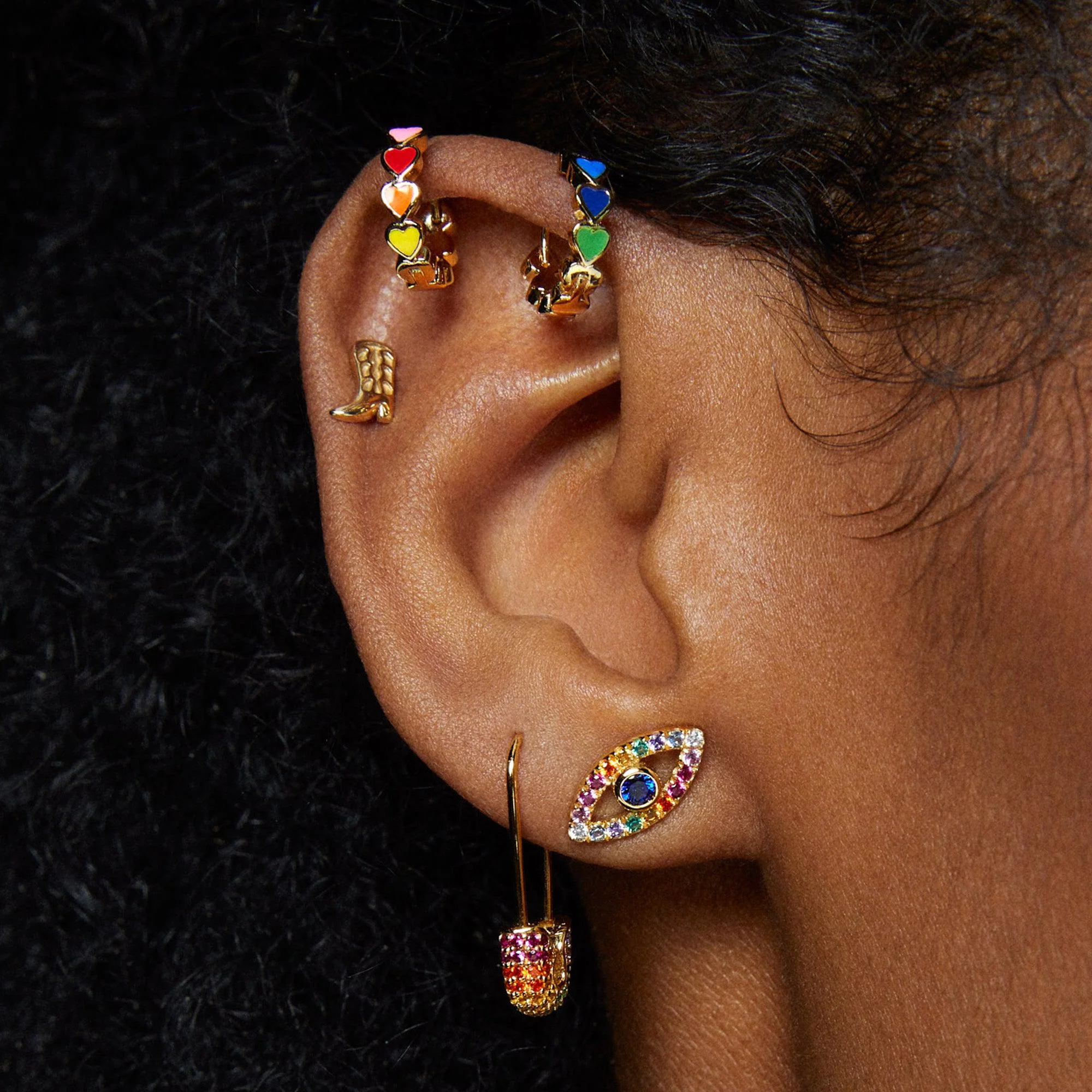 Rainbow Enamel Heart Hoops - Image 2