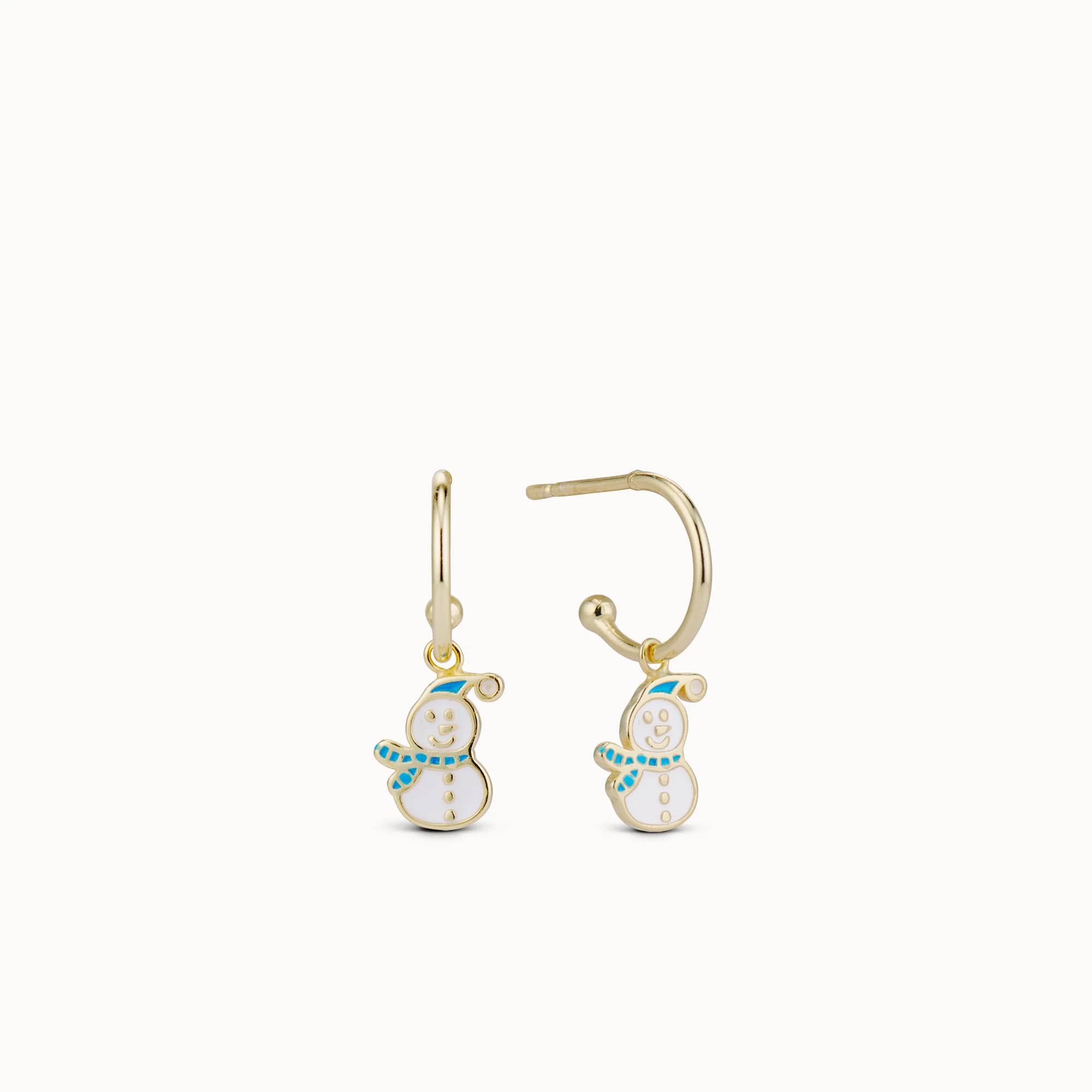 Snowman Charm Hoops