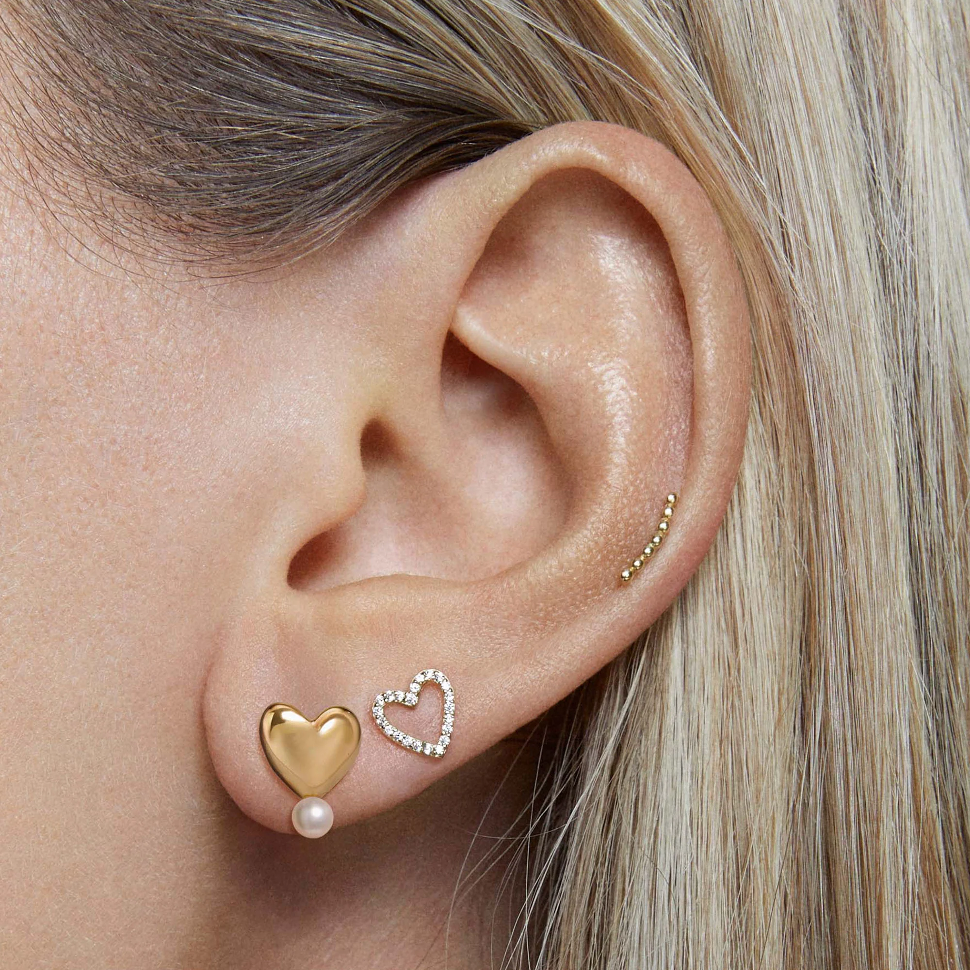 Soft Heart Pearl Studs - Image 2